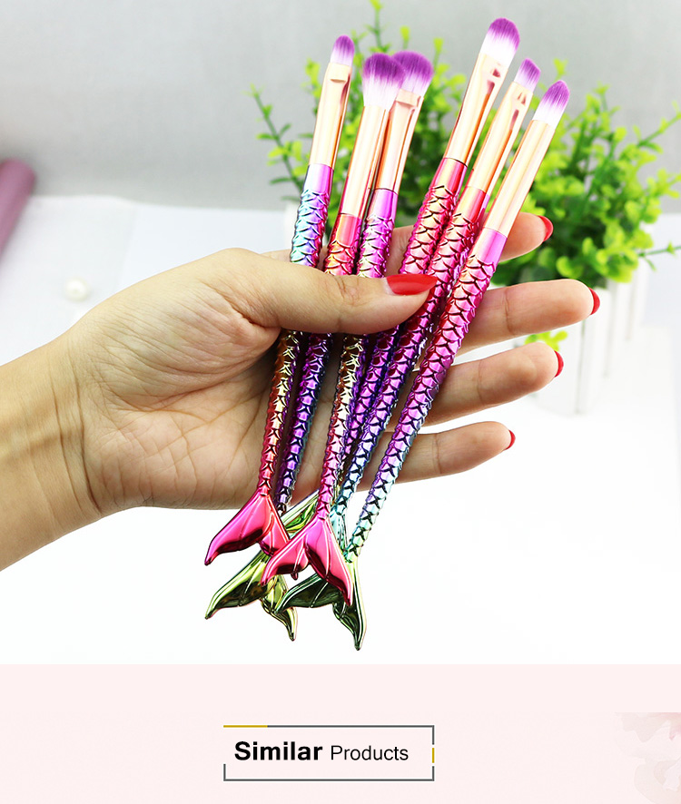wholesale personalized 6pcs mermaid lip eyebrow brushes makeup