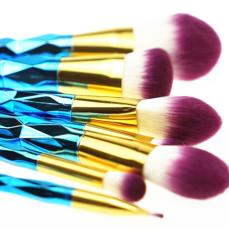 High quality 7pcs beauty colorful cosmetic brush rainbow makeup brush