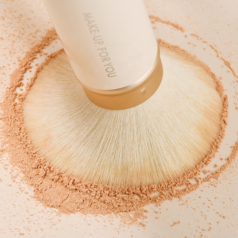 Retractable Kabuki Makeup Brush Goat Hair Like Synthetic Kabuki White Makeup Powder Brush