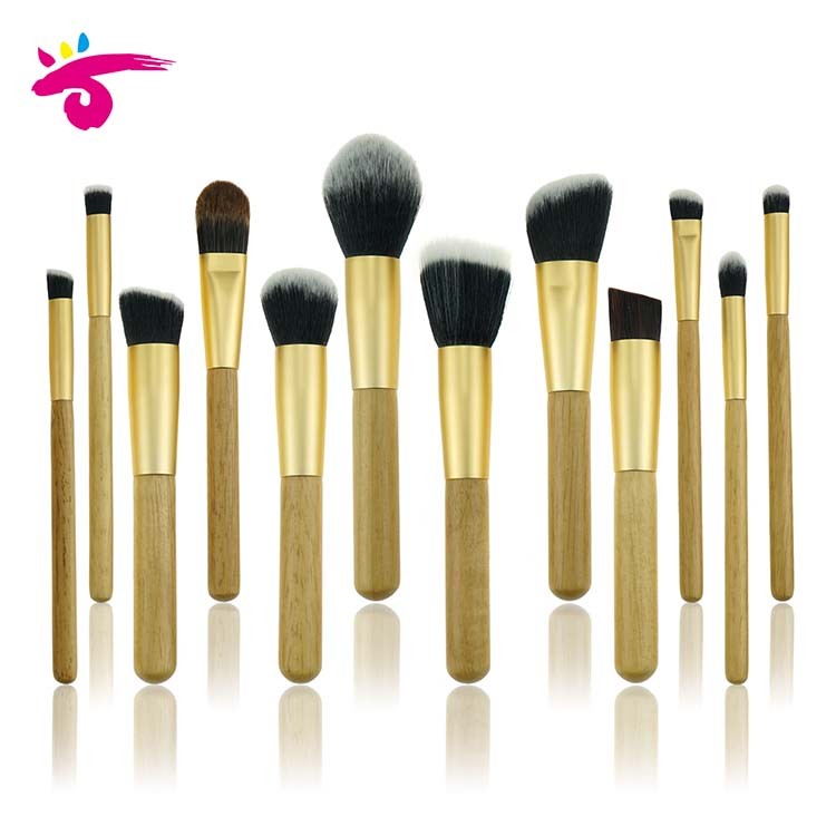 12 Piece Gold Kabuki Makeup Brush Set Makeup Brushes Professional Cosmetic