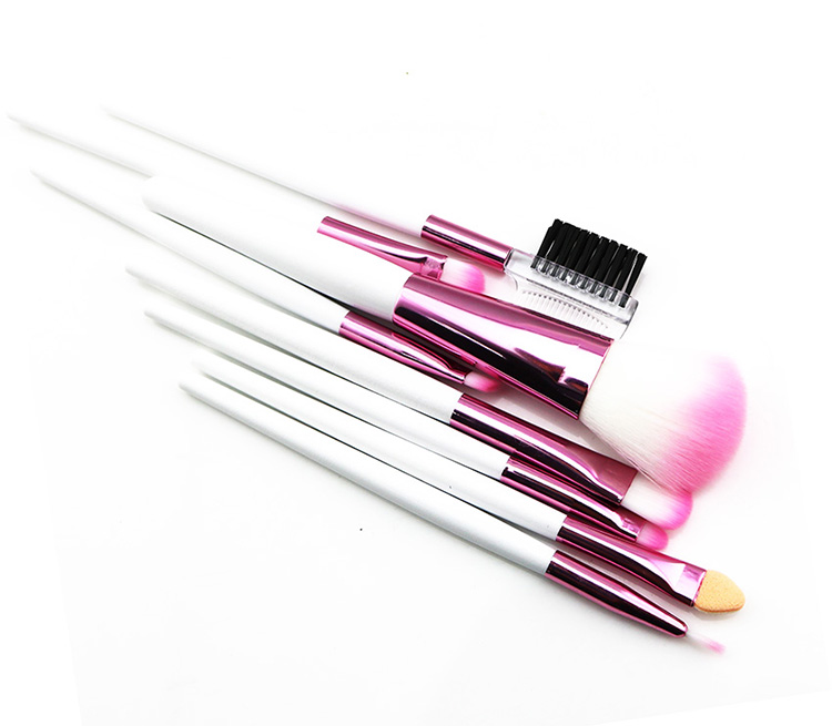 High Quality 8 PCS Portable Soft Hair Pink White Makeup Brush Set with Case