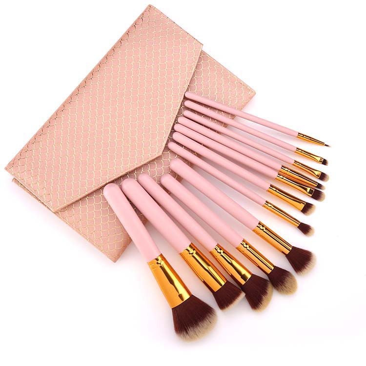 Low OEM Cheap Good Quality Makeup Set Private Label 11pcs Cosmetic Brush with Case Make Up Artist Brush Set