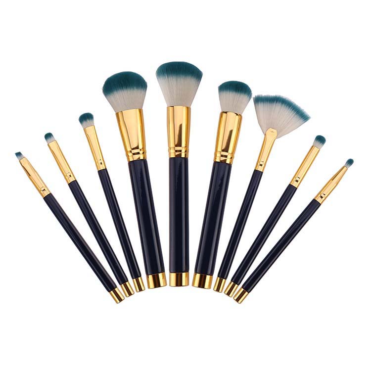 Professional 9 Pcs Cosmetic Golden Free Sample Custom Logo Makeup Brushes Set