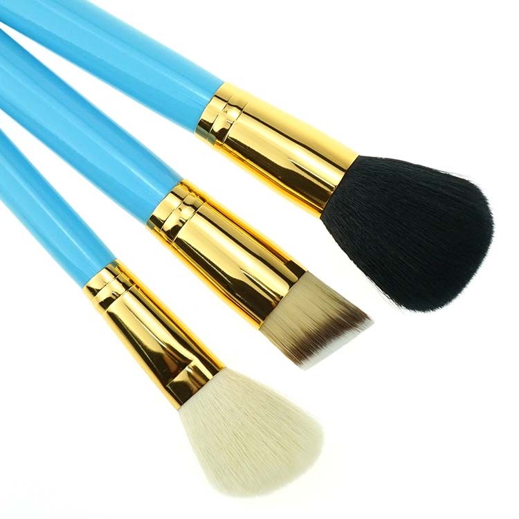 Private label blue makeup brush set cosmetics makeup brushes with cylinder tube