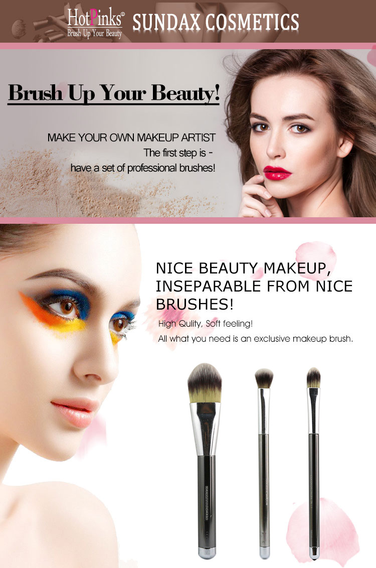 Custom Logo High Quality Metal Handle Cosmetic Foundation Blending Makeup Brush Set
