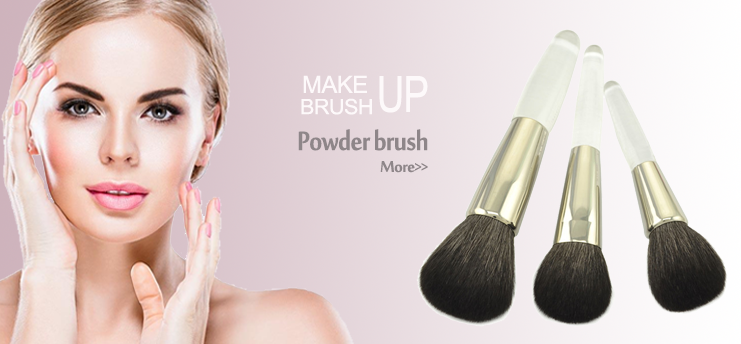 Natural Hair Powder Makeup Tools Transparent Plastic Handle Single Face Loose Powder Brush