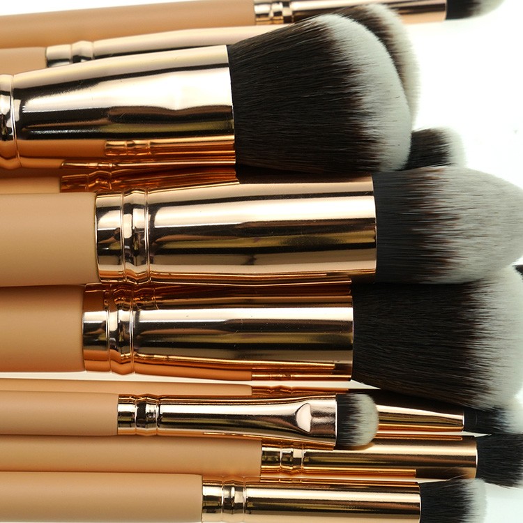High Quality 12Pcs Rose Gold Makeup Brush Set With PU Bag