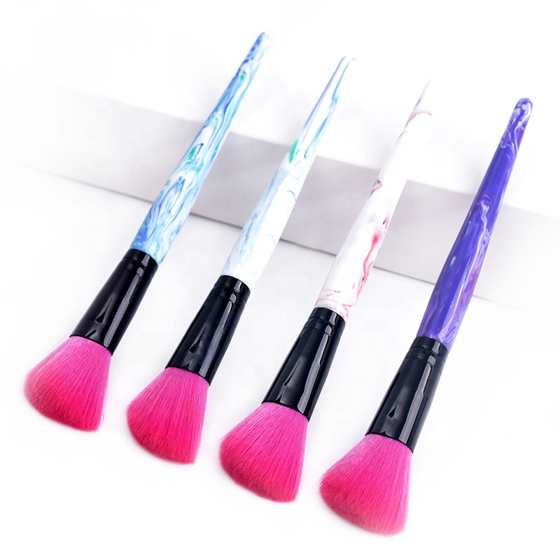 Private Label Synthetic Hair Makeup Blush Brush with Plastic Handle
