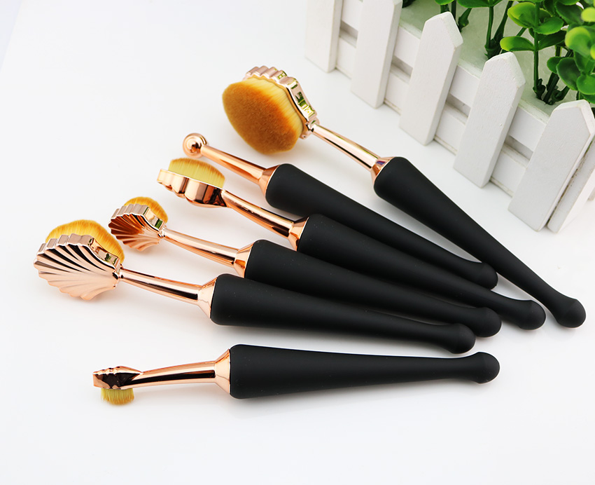 6 pcs rose gold toothbrush makeup seashell brushes
