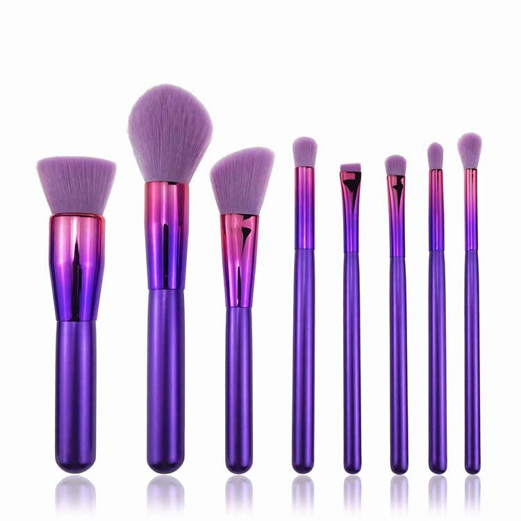 8 Pieces Synthetic Hair Makeup Brush Purple &Red Brushes Makeup with gift box