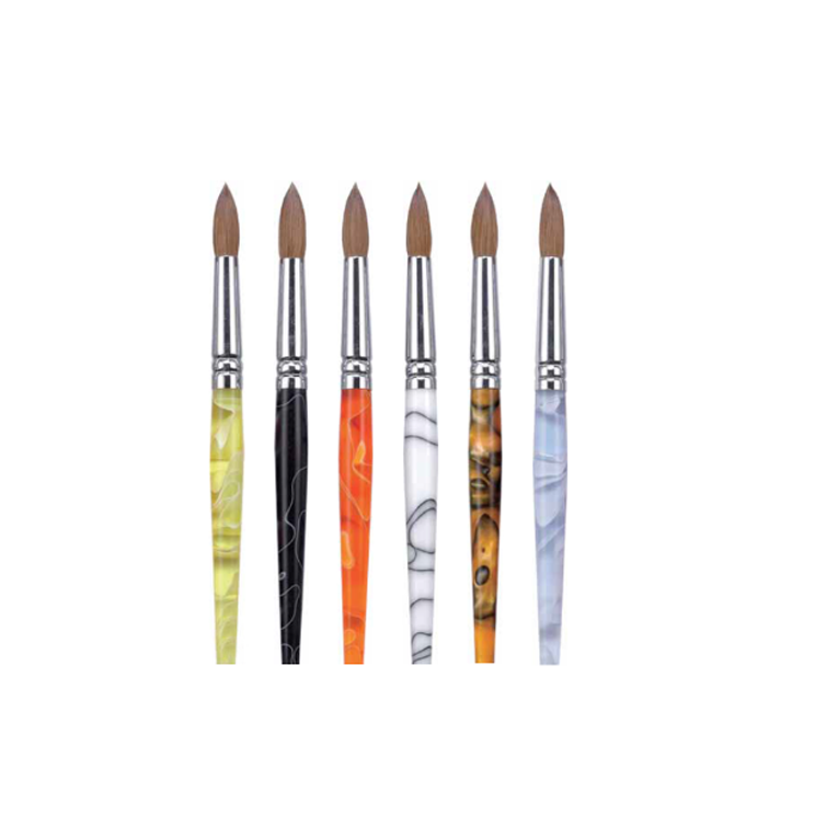 Custom Round Shape Kolinsky Hair Acrylic Handle Manicure Art Gel Nail Brush