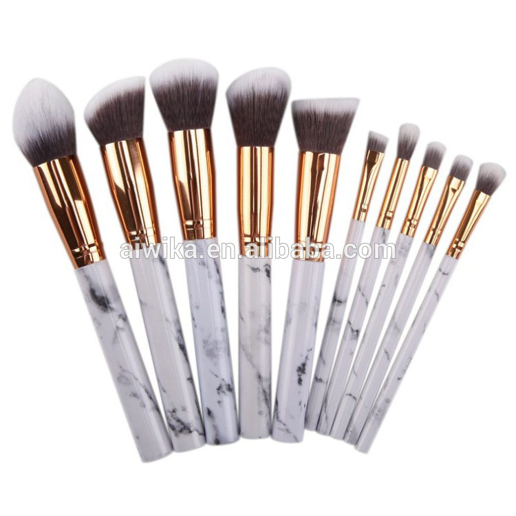 Marble brush 10pcs Make Up Brushes Set in Stock or Private label accepted