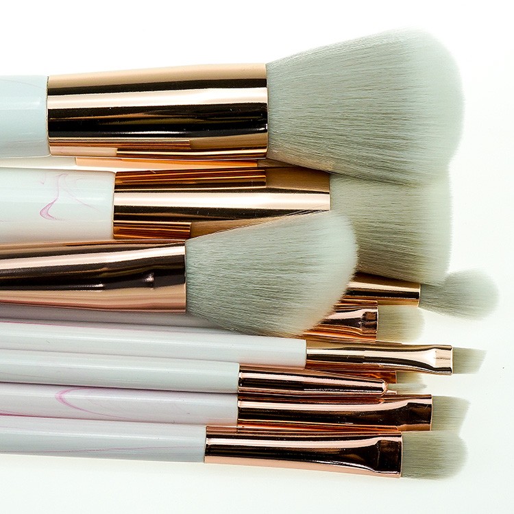 Best quality private label 12pcs marble cosmetics makeup brushes set