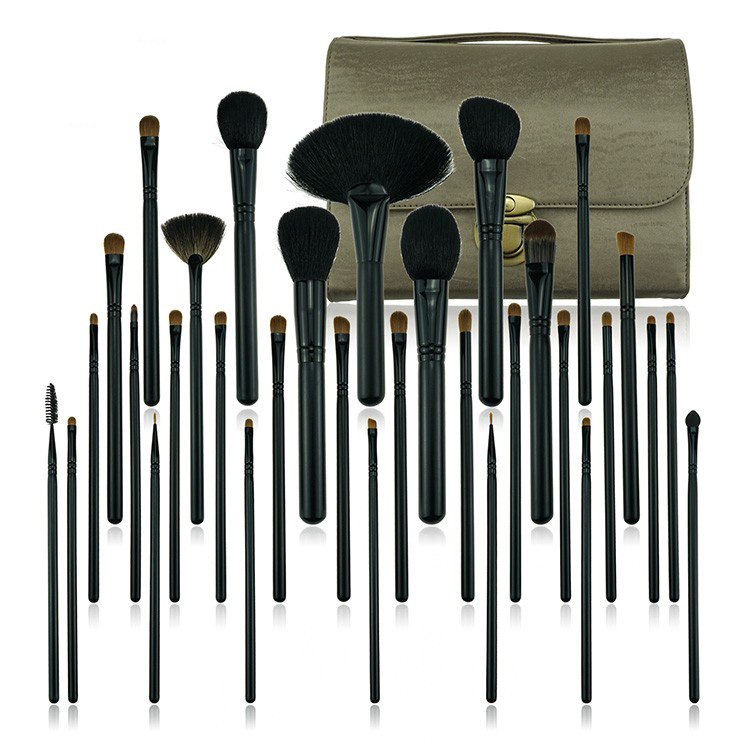 32Pieces Shenzhen Factory Professional Customized Black Cosmetic Brush Set Pouch