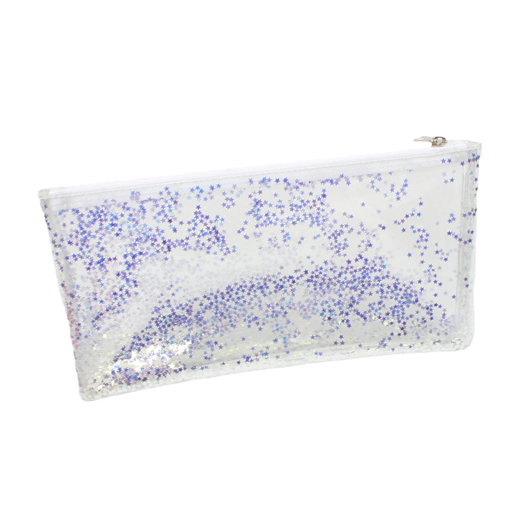 Zipper Clear Star Glitter Cosmetic Bag Pouch Pencil Pen Bag Holder
