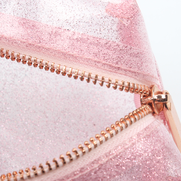 Pink Soft Glitter Cosmetic Bag For Girl Translucence Makeup Pouch Bag