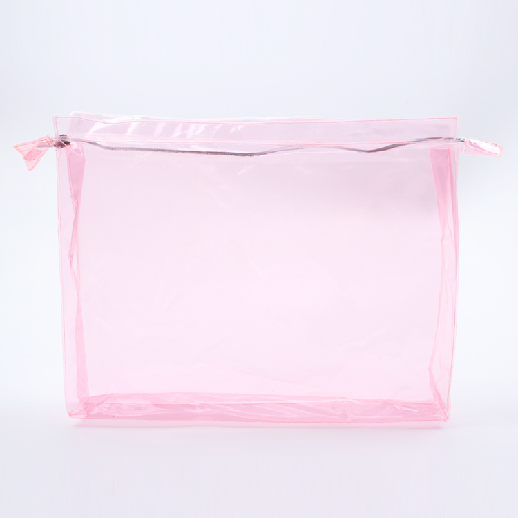 Pink Transparent PVC Zipper Bag Beach PVC Bag with Zipper