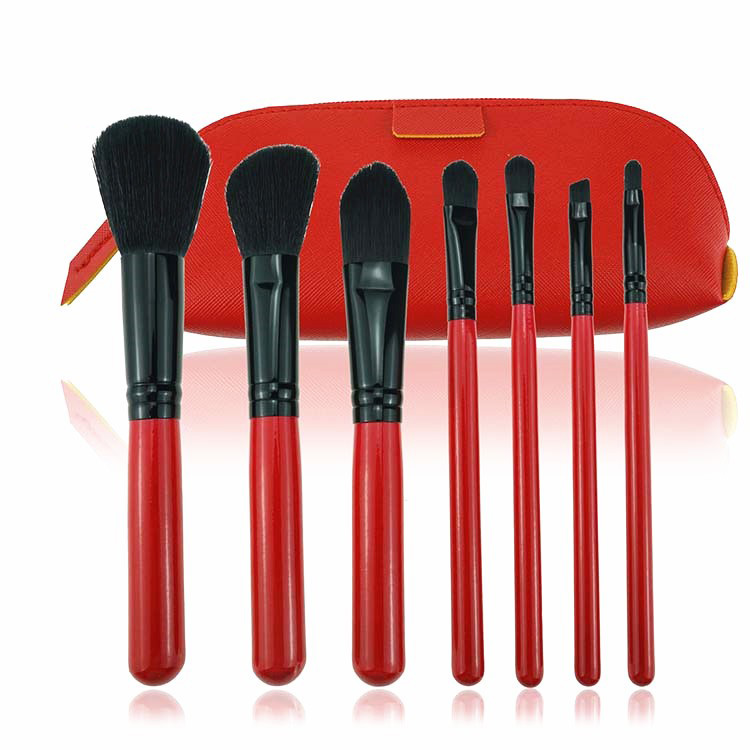 2019 red makeup brush 7pcs mini travel cosmetics makeup brushes set