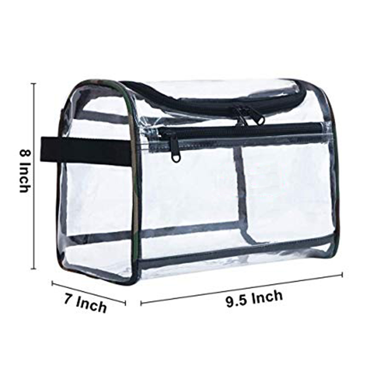 Crystal Clear Cosmetic Bag Travel Toiletry Bag with Zipper Vinyl PVC Makeup Pouch Handle Straps for Women