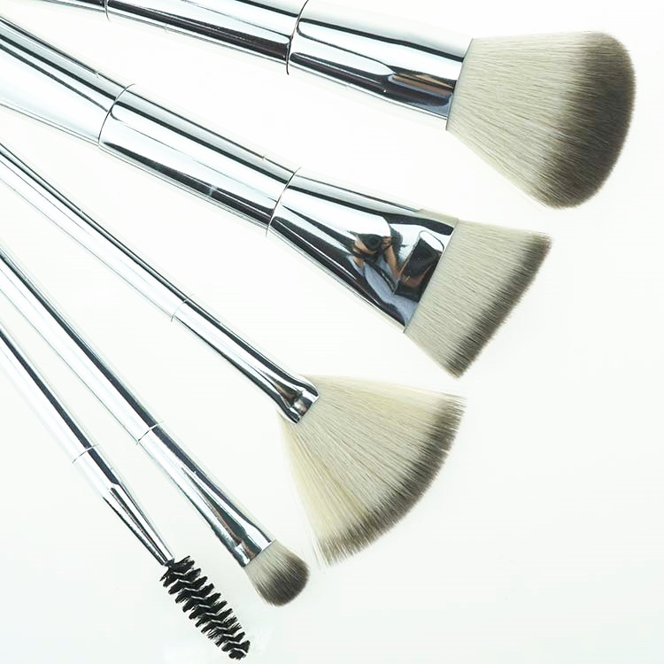 Premium Multi-Use Duo End Silver Metal Makeup Brush Set Custom Logo