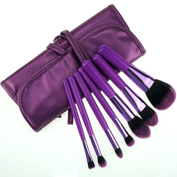 7pcs Facial Nylon Hair Purple Makeup Tools Cosmetics Makeup Brushes set