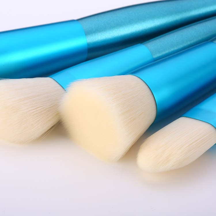 High Quality Basic Blue Flat Contour Makeup Brush Set