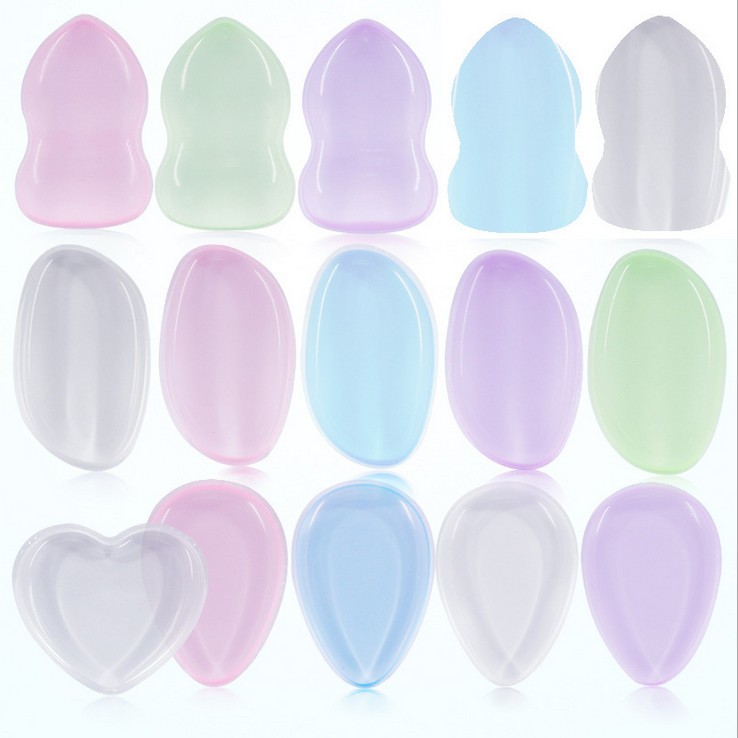 Hot selling Cosmetic Various shape Makeup Liquid Use Transparent Silicone Puff Beauty Products