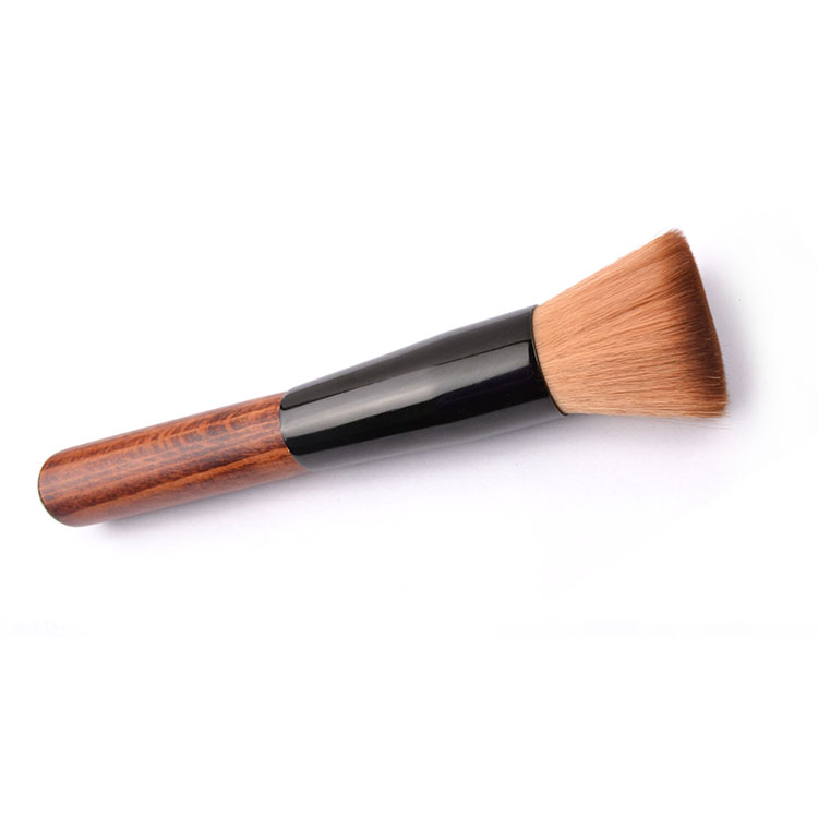 Best Private Label Wooden Synthetic Hair Flat Foundation Makeup Brush