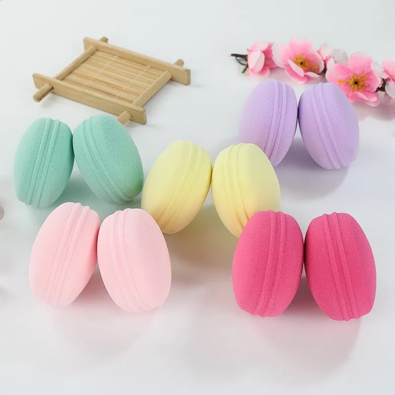 Hydrophilic Eco-friendly Yes Washable Gift Package Foundation Setting Macaroon Makeup Sponge Powder Your Own Brand