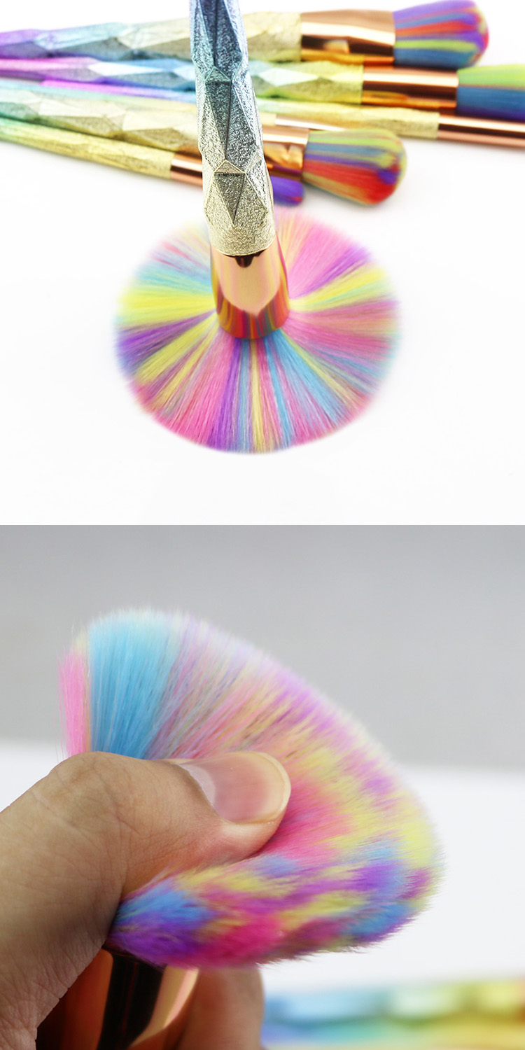 HOTPINKS Hot Sale 7pcs Rainbow Hair Diamond Handle Makeup Brushes