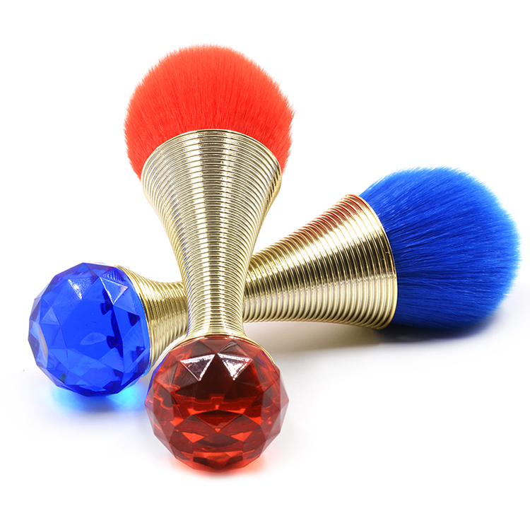 Screw Small Waist Ruby Red Plastic Handle Cosmetic Makeup Loose Powder Brush
