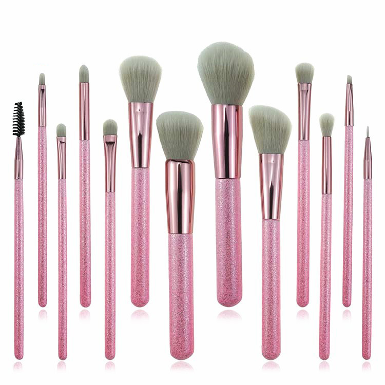 Bling Glitter Makeup Brush Set Pink Brush Wooden Handle Makeup Brush