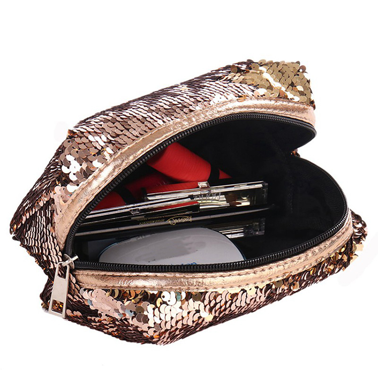 New Sequin Cosmetic Bag Color Reversible Sequin Pencil Case Pouch Girls Makeup Container Gift