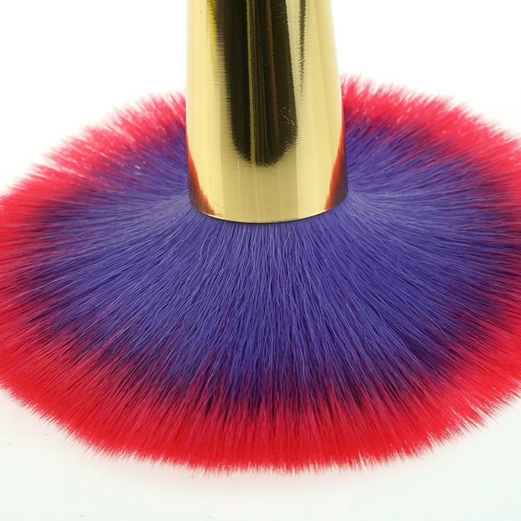 High quality factory price two tone hair electroplating plastic handle rainbow makeup brush set