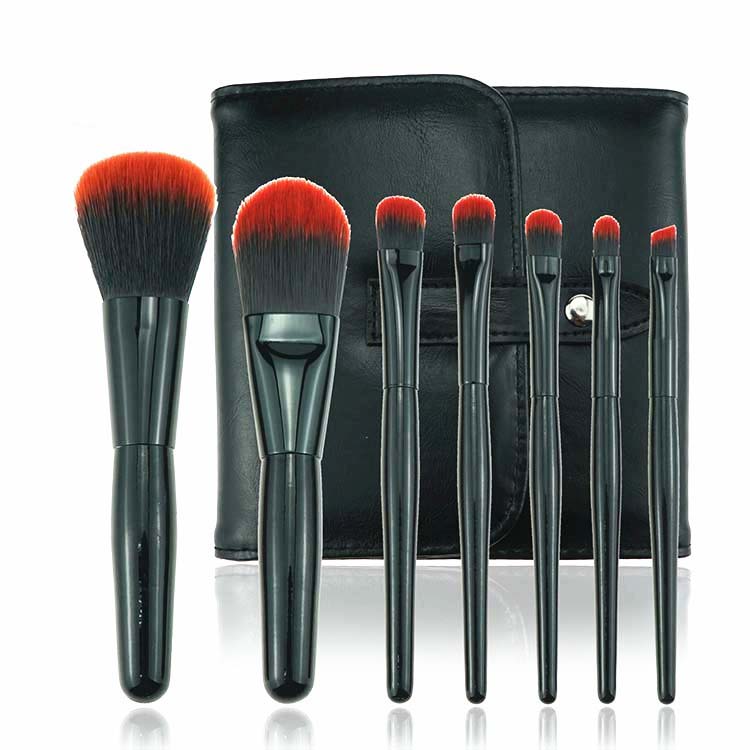 7pcs private label cosmetic makeup brushes kit makeup with pouch bag