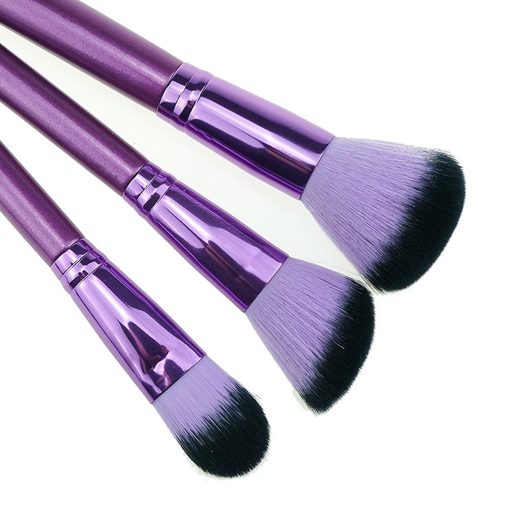 10Pcs Purple Ferrule Brush Soft Cosmetic Makeup Brush Set