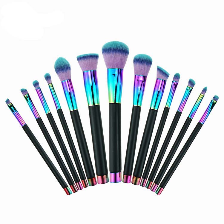 13Pcs Rainbow Makeup Brush Wooden Handle Makeup Brush Set
