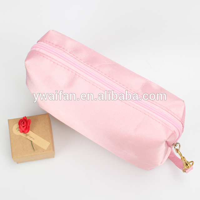 Pink Satin Cosmetic Organizer Beauty Storage with Handle Makeup Train Case