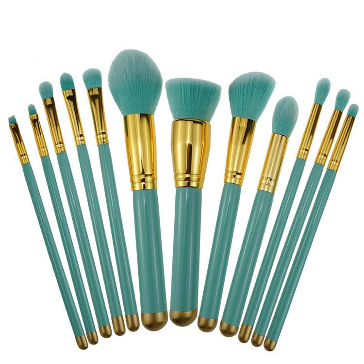 Wholesales vegan OEM 12pcs private label cosmetic makeup brushes makeup with pouch
