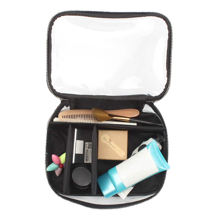 Clear Travel Makeup Pouch Sundry Bag with Dividers PVC Toiletry Bag