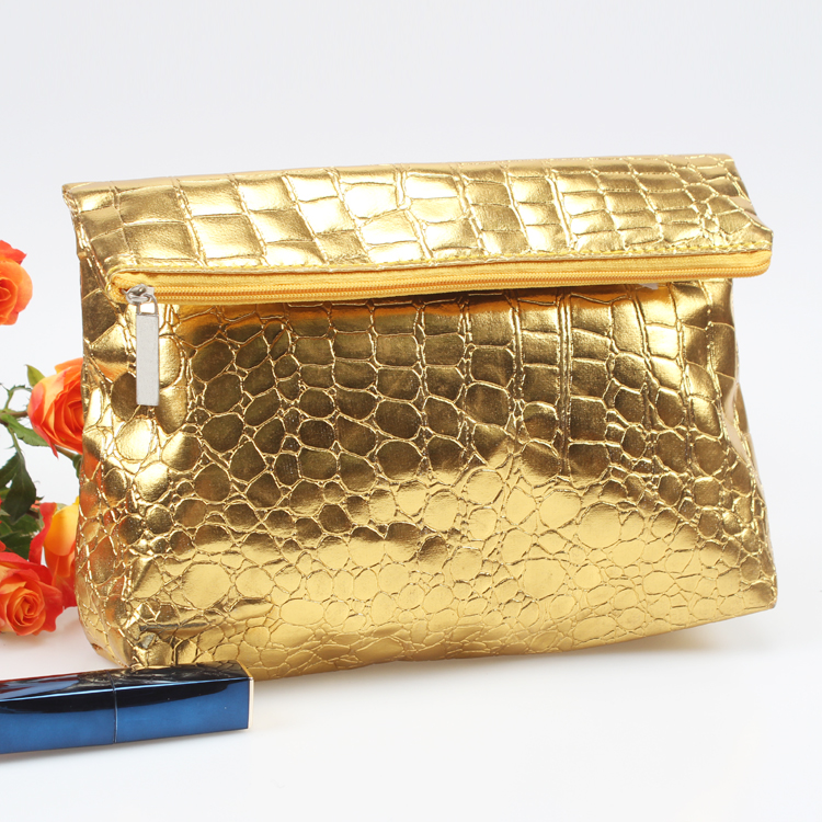 Golden PU Foldable Lady Hand Bag Wedding and Party Hand Bag Women Multifunctional Hand Bag Women