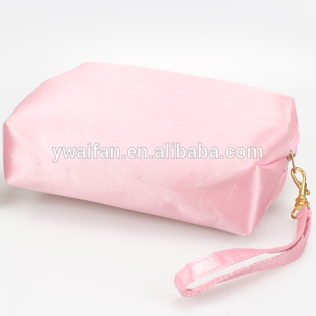 Pink Satin Cosmetic Organizer Beauty Storage with Handle Makeup Train Case