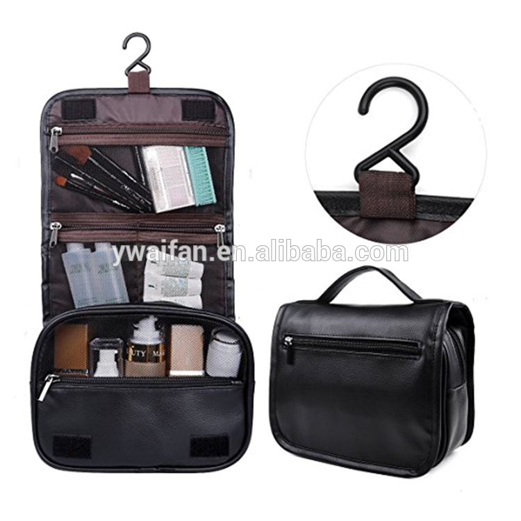 Toiletry Bag Hanging Toiletry Bag Makeup Bags PU Leather with Several Zipper Pockets