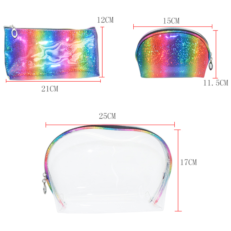 Portable Cosmetic Bag Set of 3 Different Sizes Makeup and Toiletry Pouch Purse Bag for Travel or Daily Use