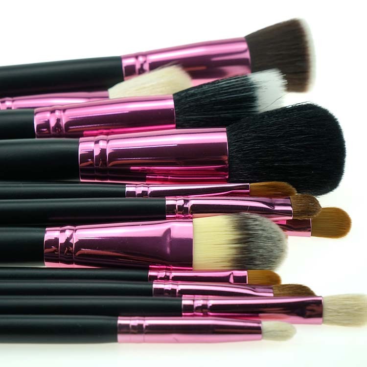 Classic Professional Purple 15pcs Natural Hair Brush Set with Bag Wholesale
