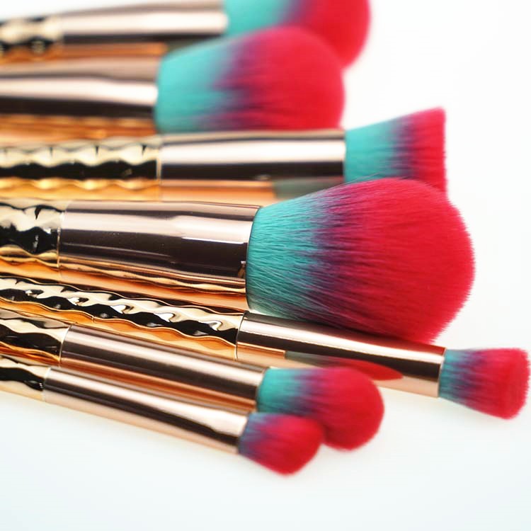 New Luxury Plastic Handle  Rose Gold Glitter Makeup Brushes Pravite Label
