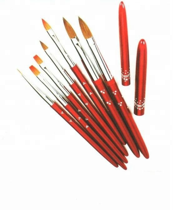 Nylon Hair Aluminium Handle Nail Polish Art Brush With Cap