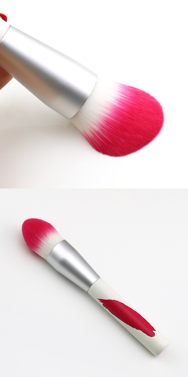 Factory OEM White Tapered Metal Handle Foundation Private Label Makeup Brush