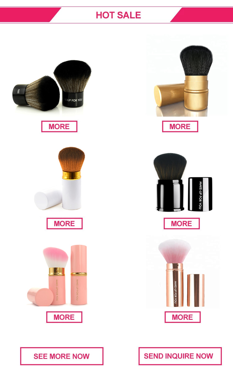 Private Label Synthetic Wooden Handle Mushroom Shape Powder Kabuki Makeup Brush
