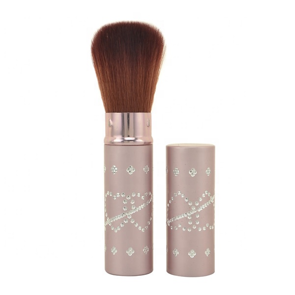 Mini Aluminium Ferrule Kabuki Brush Retractable Powder Brush With Cap Protecting